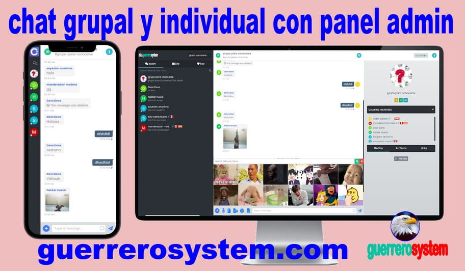 chat grupal o individual con panel admin